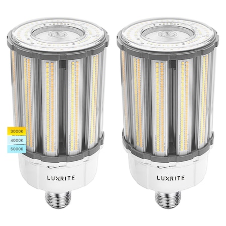 Luxrite COB LED Corn Bulbs 80/100/120W3 CCT Selectable Up to 17500LM 100-277V E39 Base 2-Pack LR41609-2PK